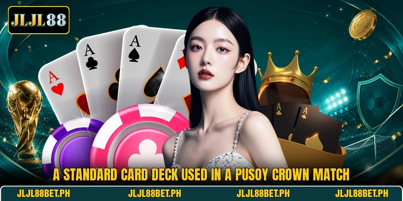 A standard card deck used in a Pusoy Crown match A standard card deck used in a Pusoy Crown match