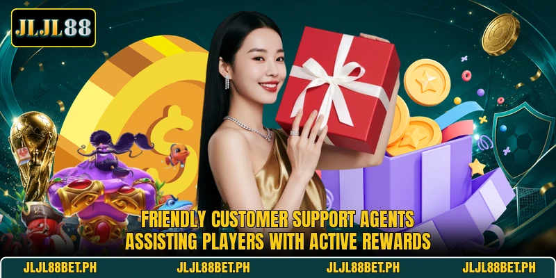 Friendly customer support agents assisting players with active rewards