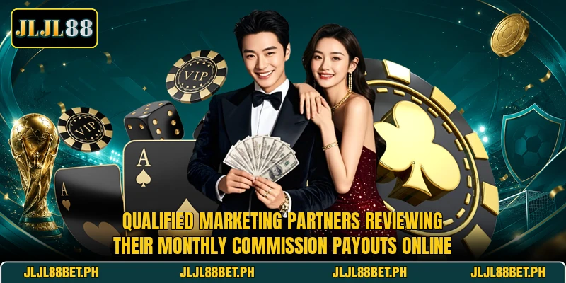 Qualified marketing partners reviewing their monthly commission payouts online Qualified marketing partners reviewing their monthly commission payouts online